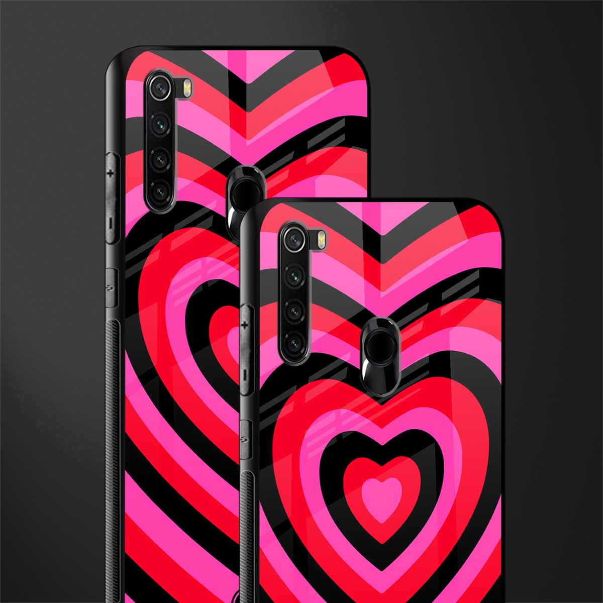 y2k black pink hearts aesthetic glass case for redmi note 8 image-2