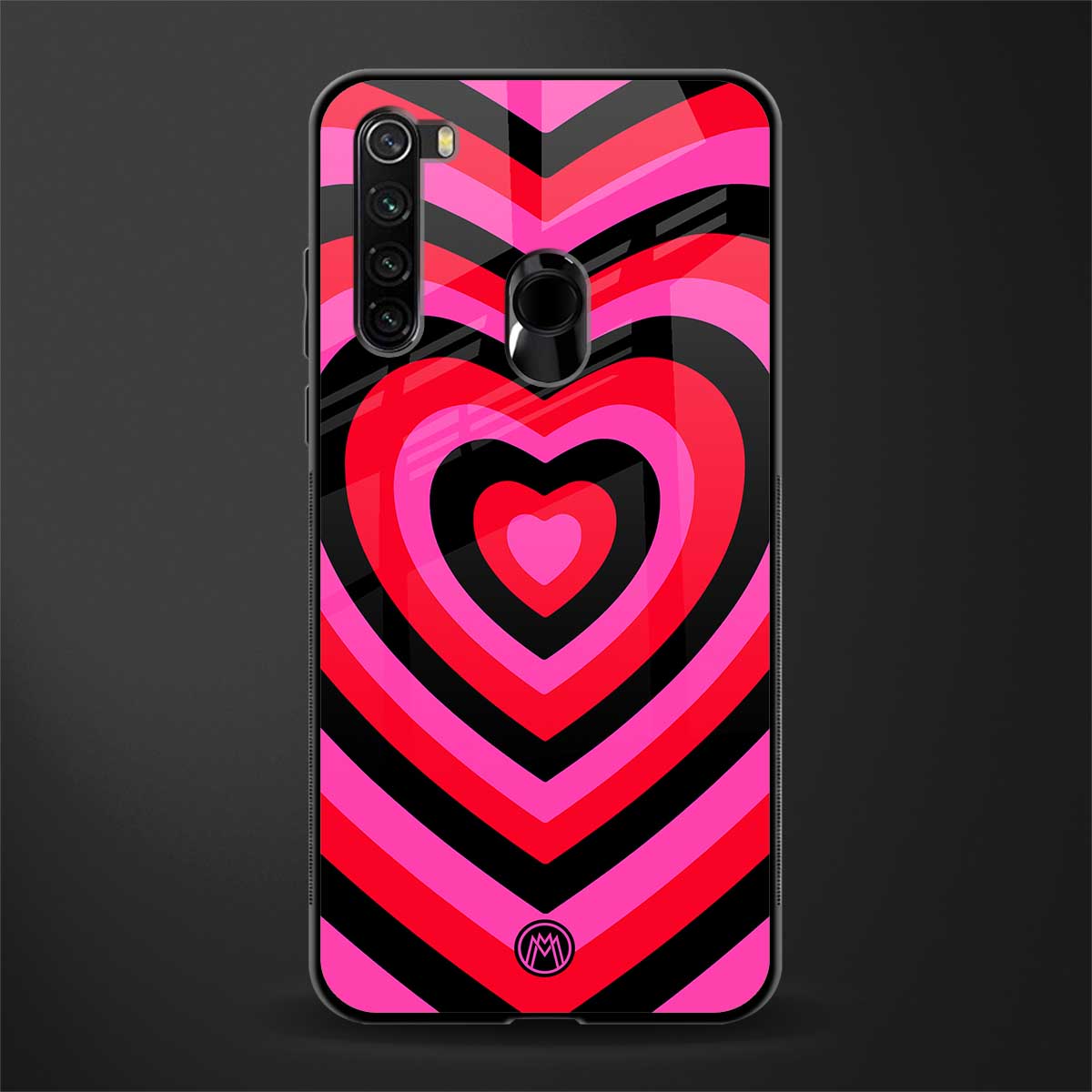 y2k black pink hearts aesthetic glass case for redmi note 8 image