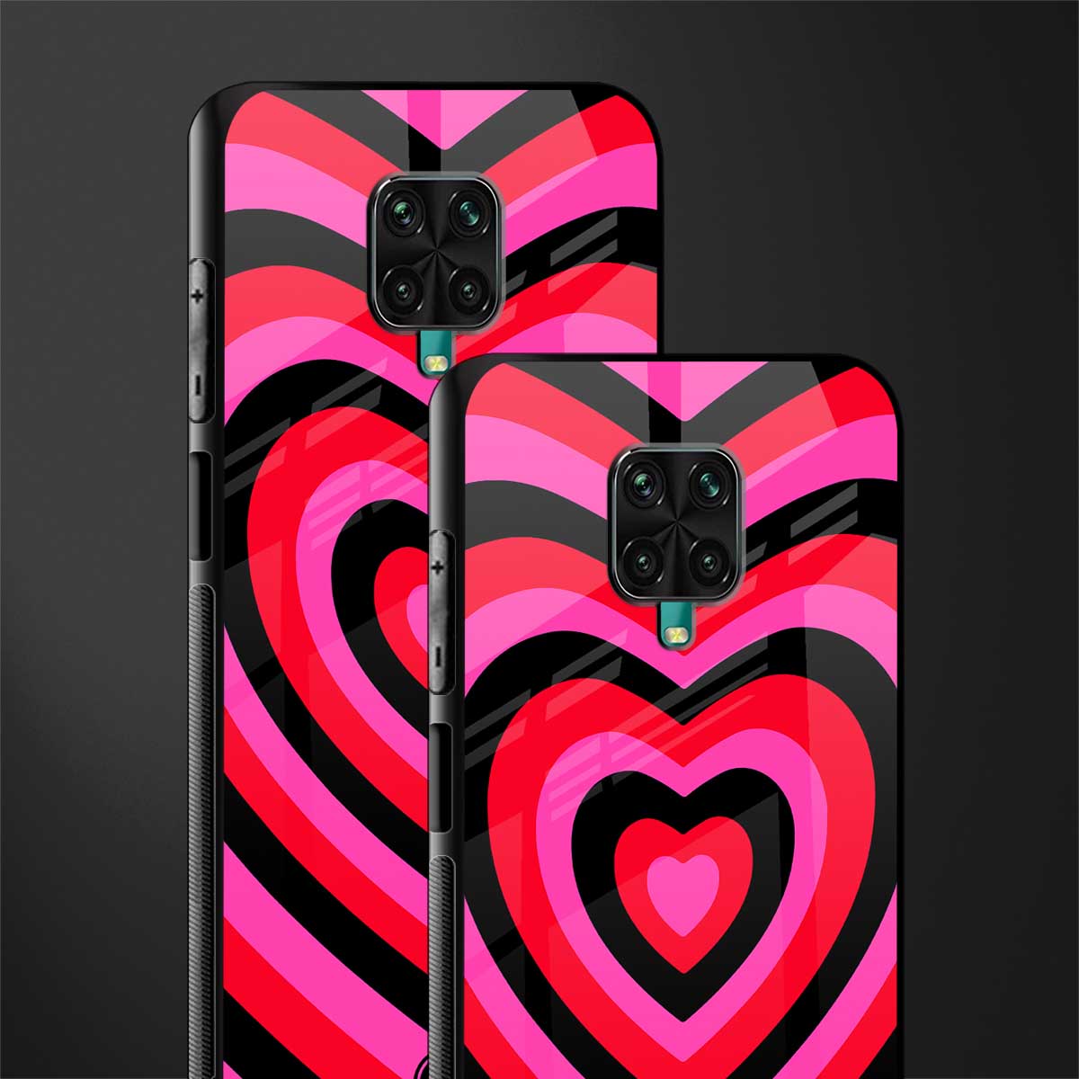 y2k black pink hearts aesthetic glass case for redmi note 9 pro max image-2
