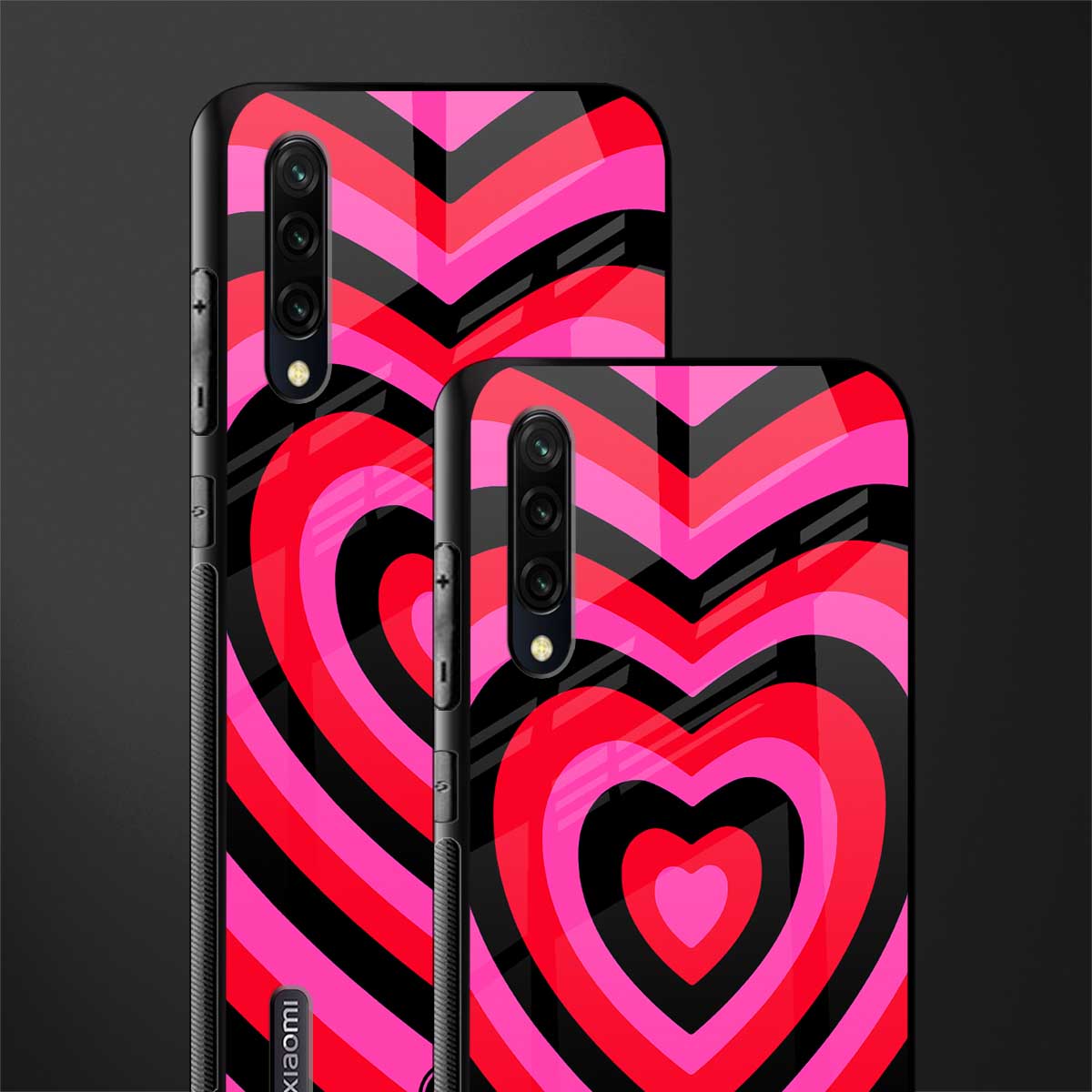 y2k black pink hearts aesthetic glass case for mi a3 redmi a3 image-2