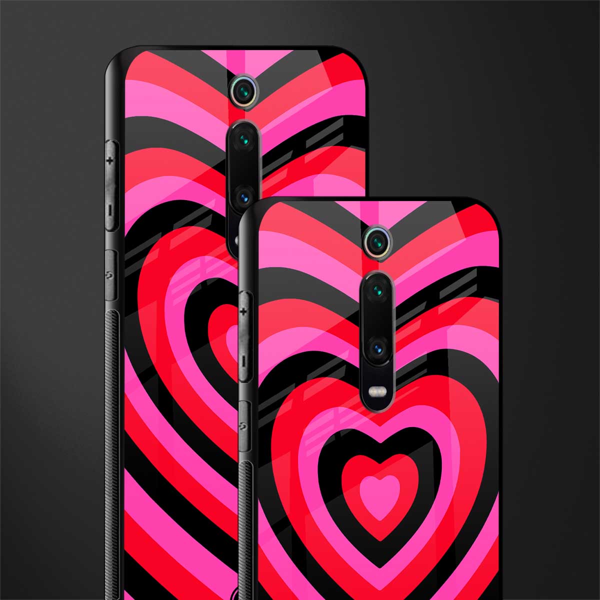 y2k black pink hearts aesthetic glass case for redmi k20 pro image-2
