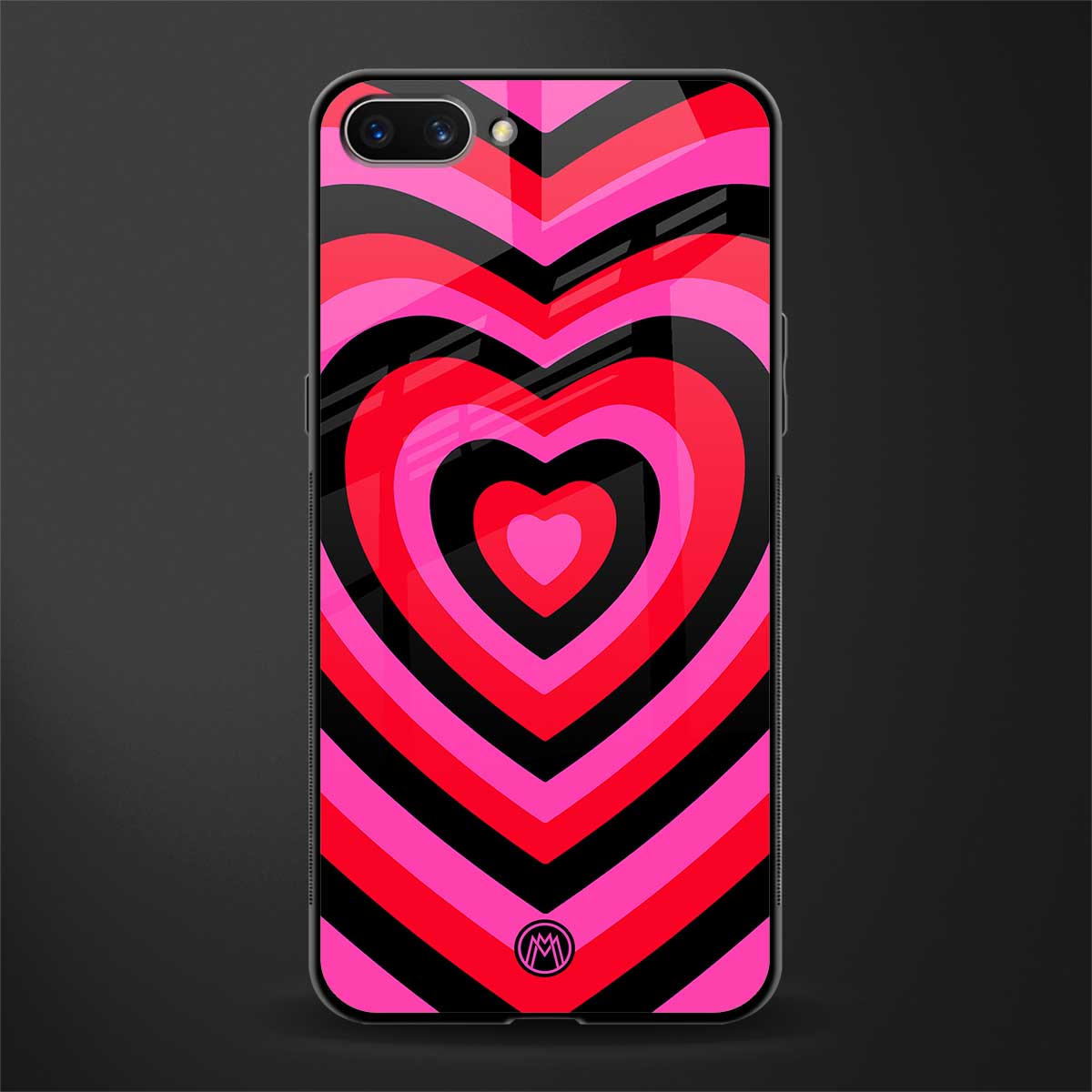 y2k black pink hearts aesthetic glass case for realme c1 image