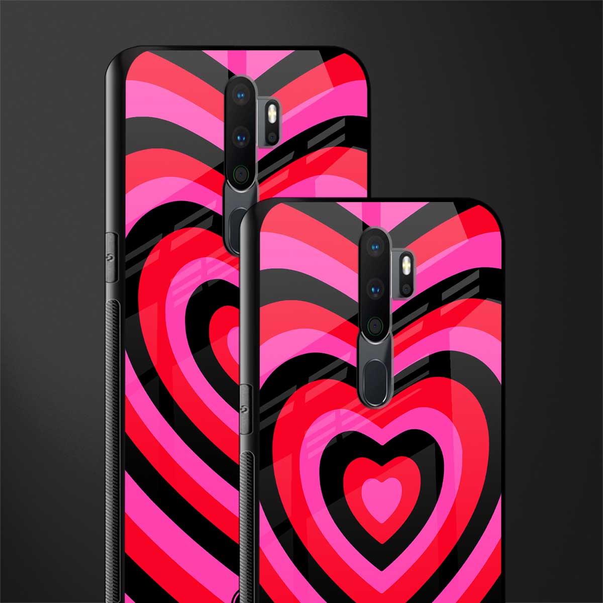 y2k black pink hearts aesthetic glass case for oppo a5 2020 image-2