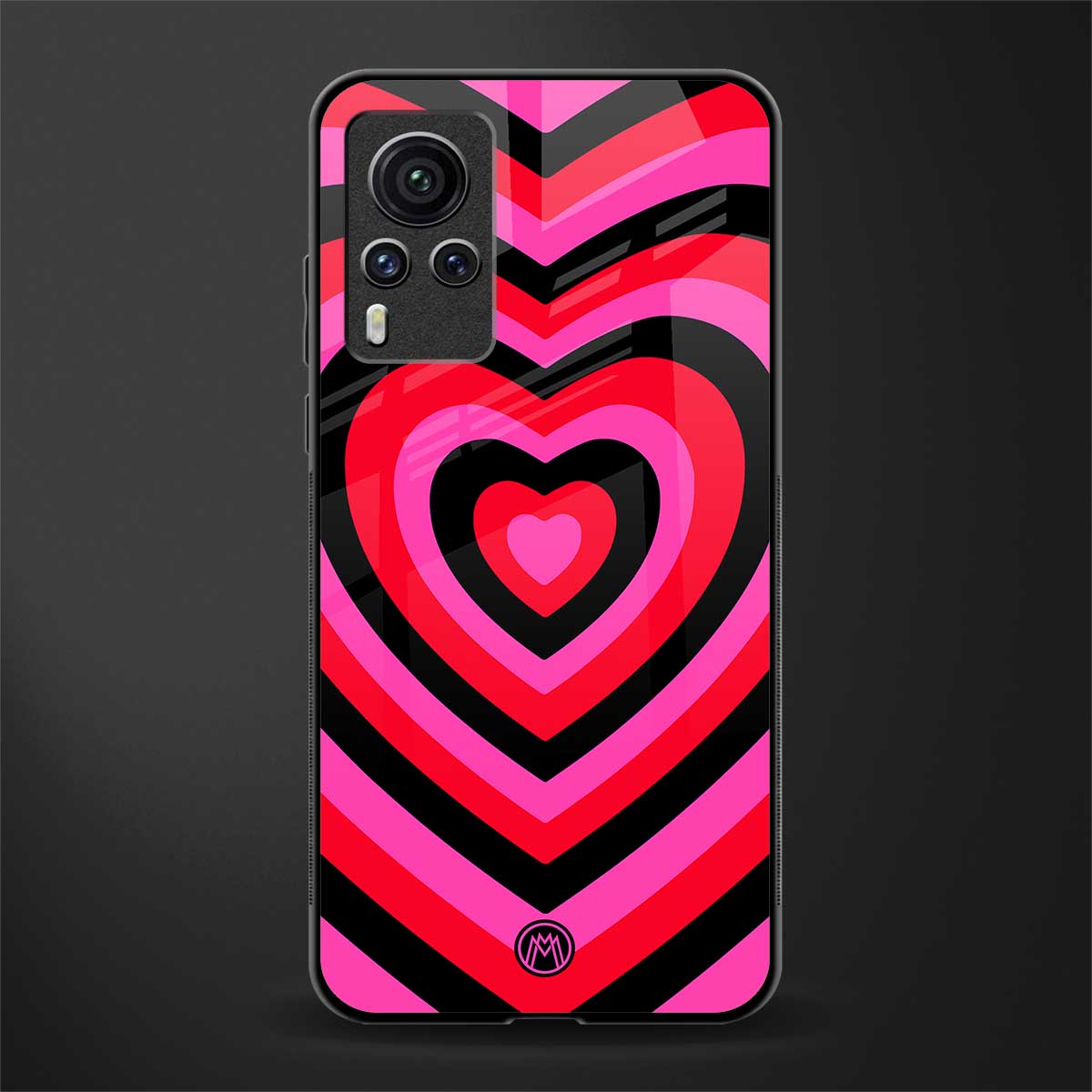 y2k black pink hearts aesthetic glass case for vivo x60 pro image