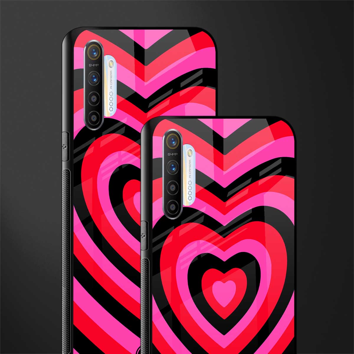 y2k black pink hearts aesthetic glass case for realme x2 image-2