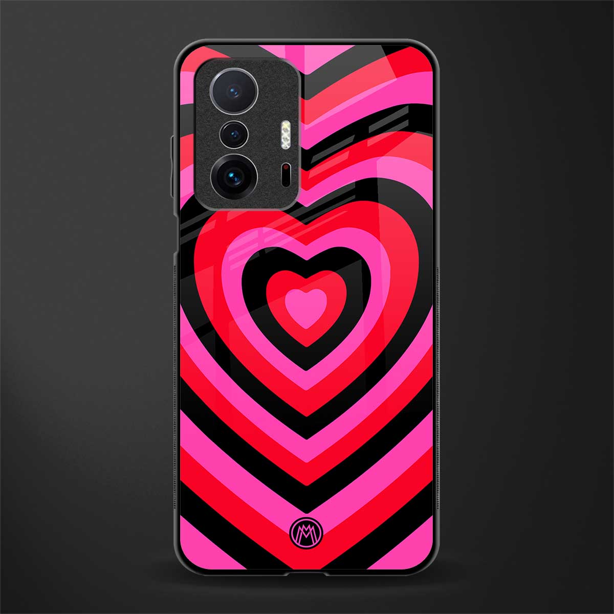 y2k black pink hearts aesthetic glass case for mi 11t pro 5g image