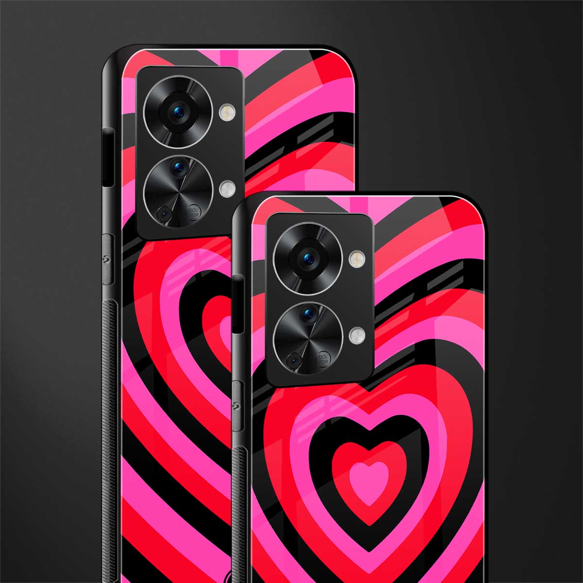 y2k black pink hearts aesthetic glass case for phone case | glass case for oneplus nord 2t 5g
