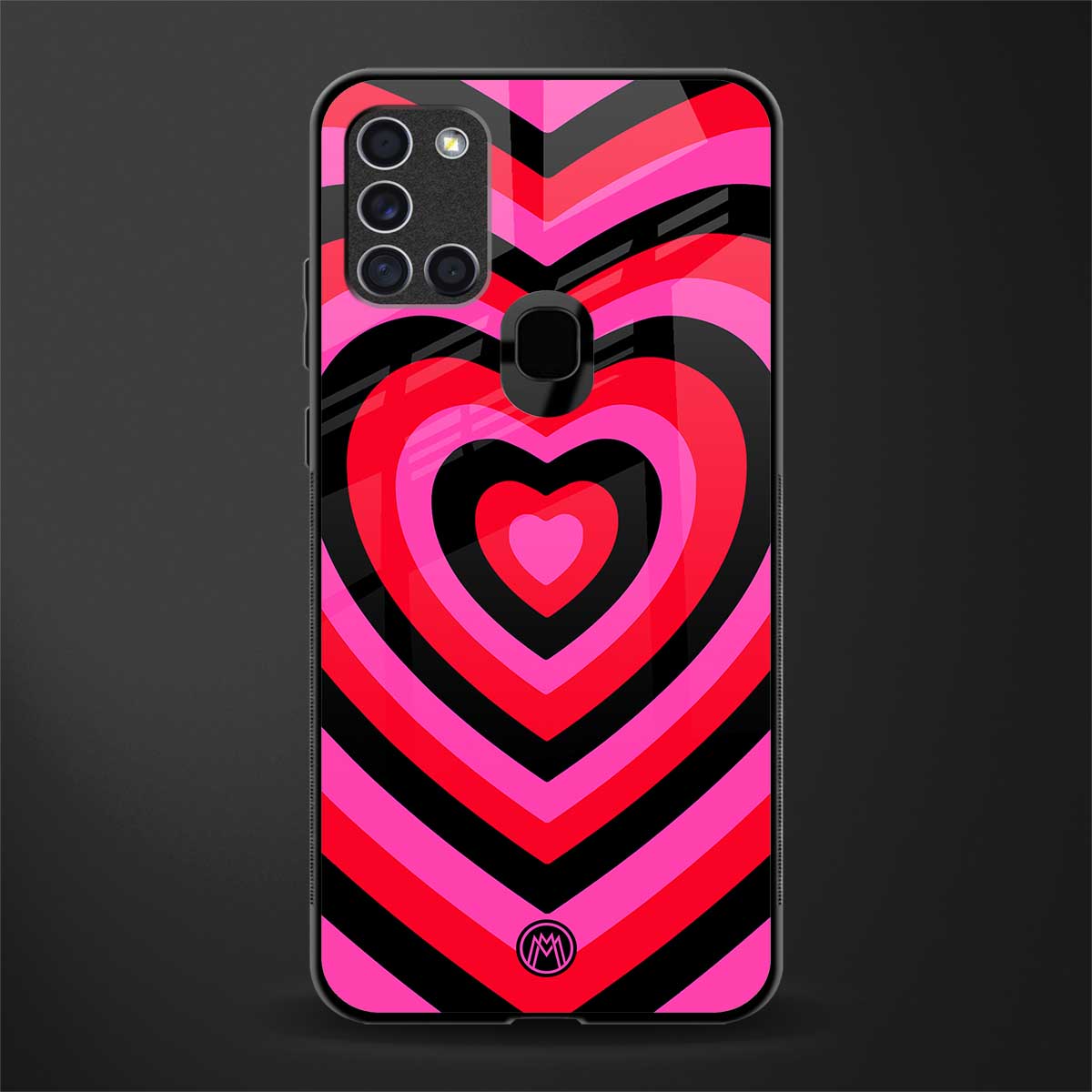 y2k black pink hearts aesthetic glass case for samsung galaxy a21s image