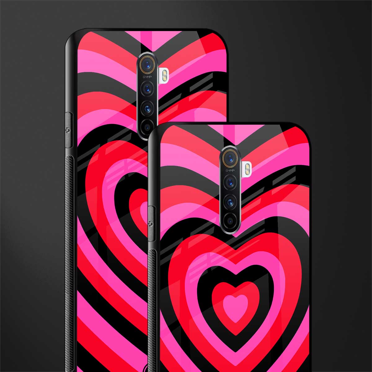 y2k black pink hearts aesthetic glass case for realme x2 pro image-2