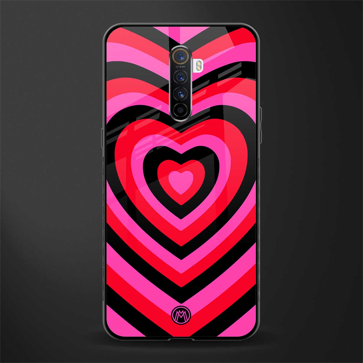 y2k black pink hearts aesthetic glass case for realme x2 pro image