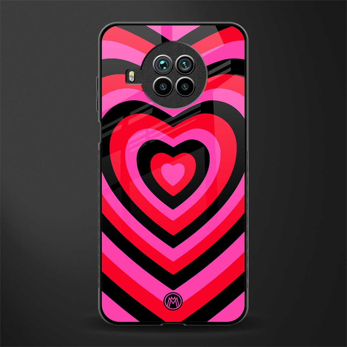 y2k black pink hearts aesthetic glass case for mi 10i image