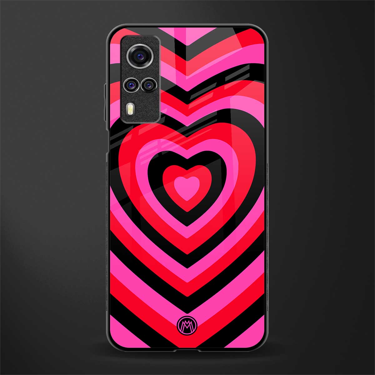 y2k black pink hearts aesthetic glass case for vivo y51 image