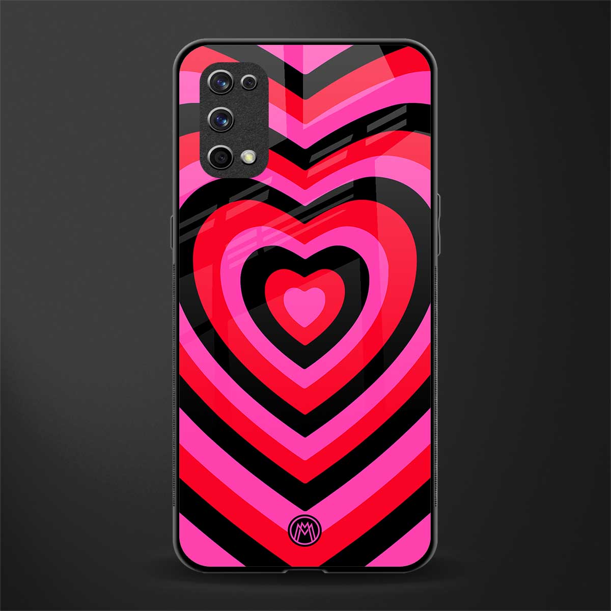 y2k black pink hearts aesthetic glass case for realme x7 pro image