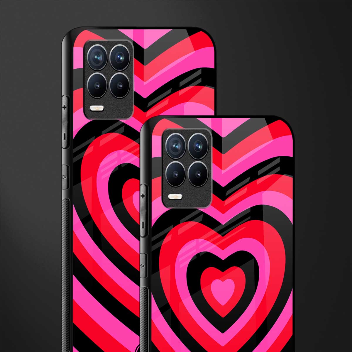 y2k black pink hearts aesthetic glass case for realme 8 4g image-2