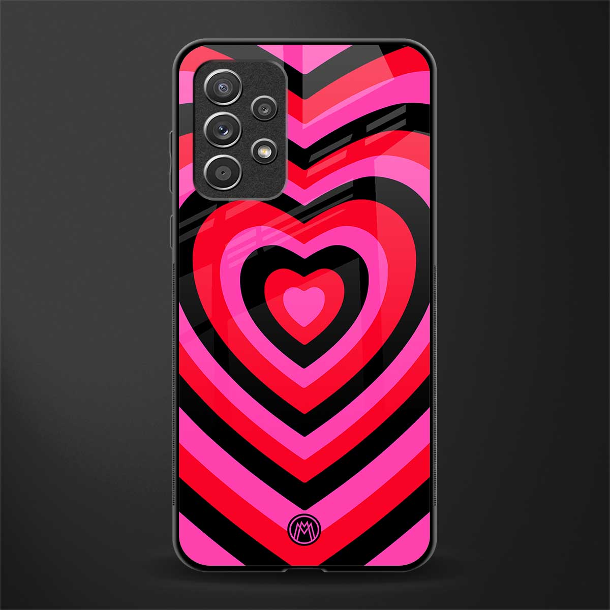y2k black pink hearts aesthetic glass case for samsung galaxy a72 image