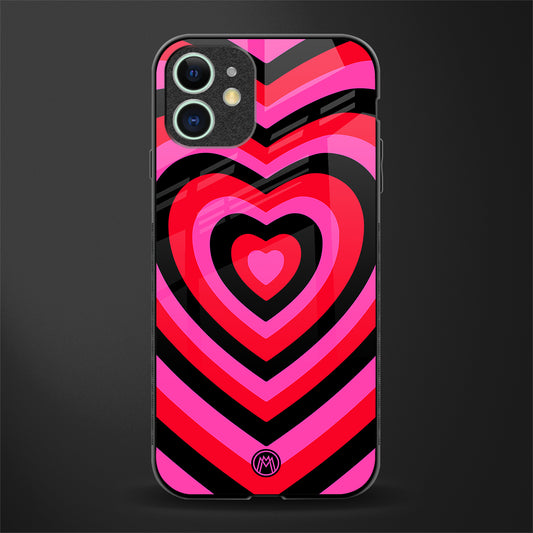 y2k black pink hearts aesthetic glass case for iphone 11 image