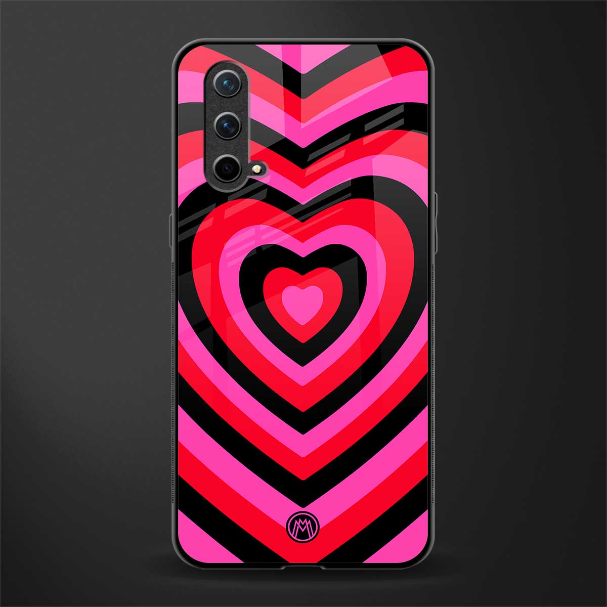 y2k black pink hearts aesthetic glass case for oneplus nord ce 5g image