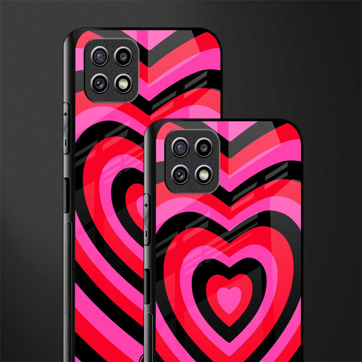 y2k black pink hearts aesthetic glass case for samsung galaxy a22 5g image-2