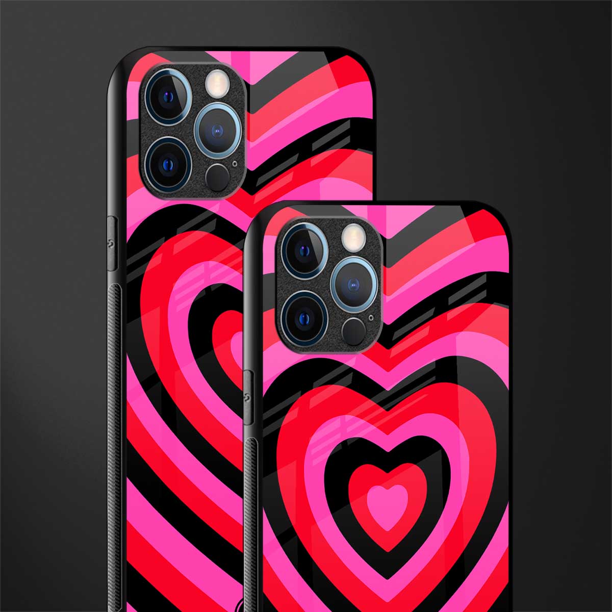 y2k black pink hearts aesthetic glass case for iphone 12 pro max image-2
