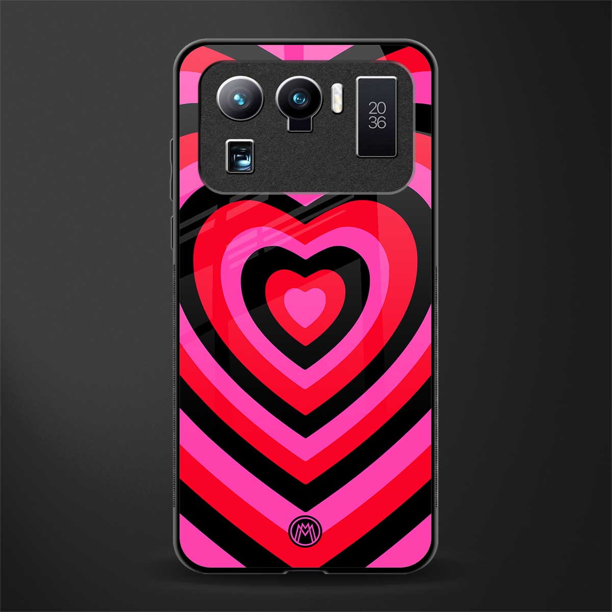 y2k black pink hearts aesthetic glass case for mi 11 ultra 5g image