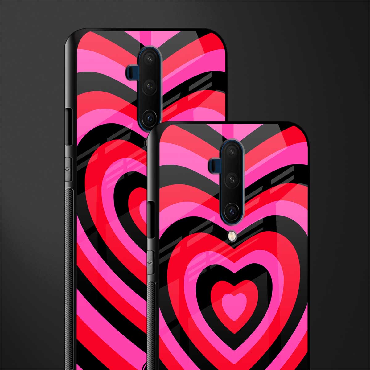 y2k black pink hearts aesthetic glass case for oneplus 7t pro image-2