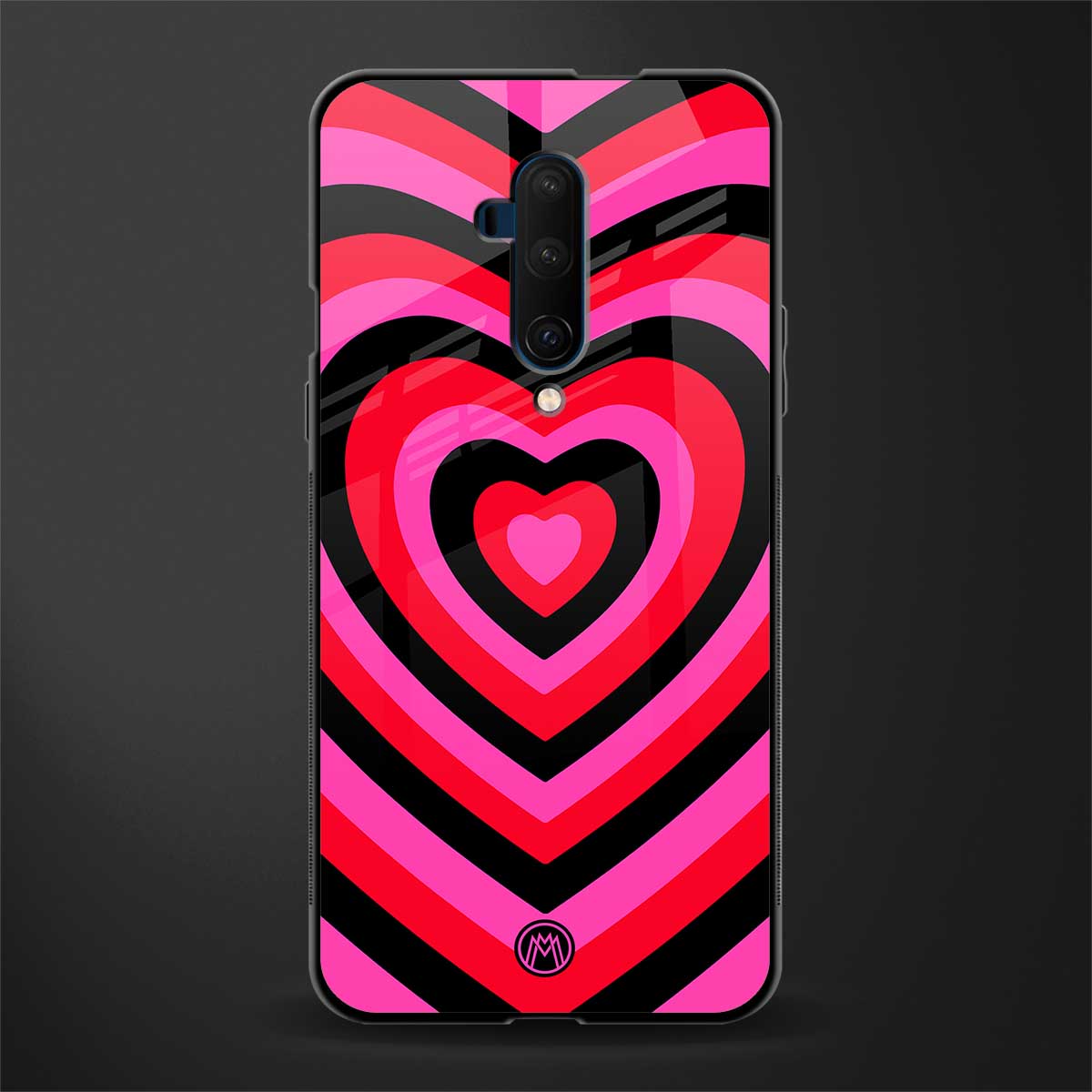 y2k black pink hearts aesthetic glass case for oneplus 7t pro image