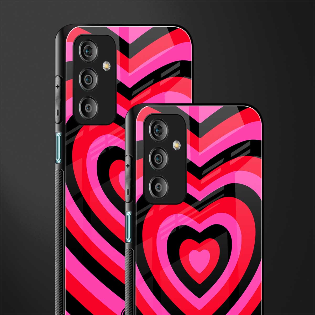 y2k black pink hearts aesthetic back phone cover | glass case for samsung galaxy f23 5g