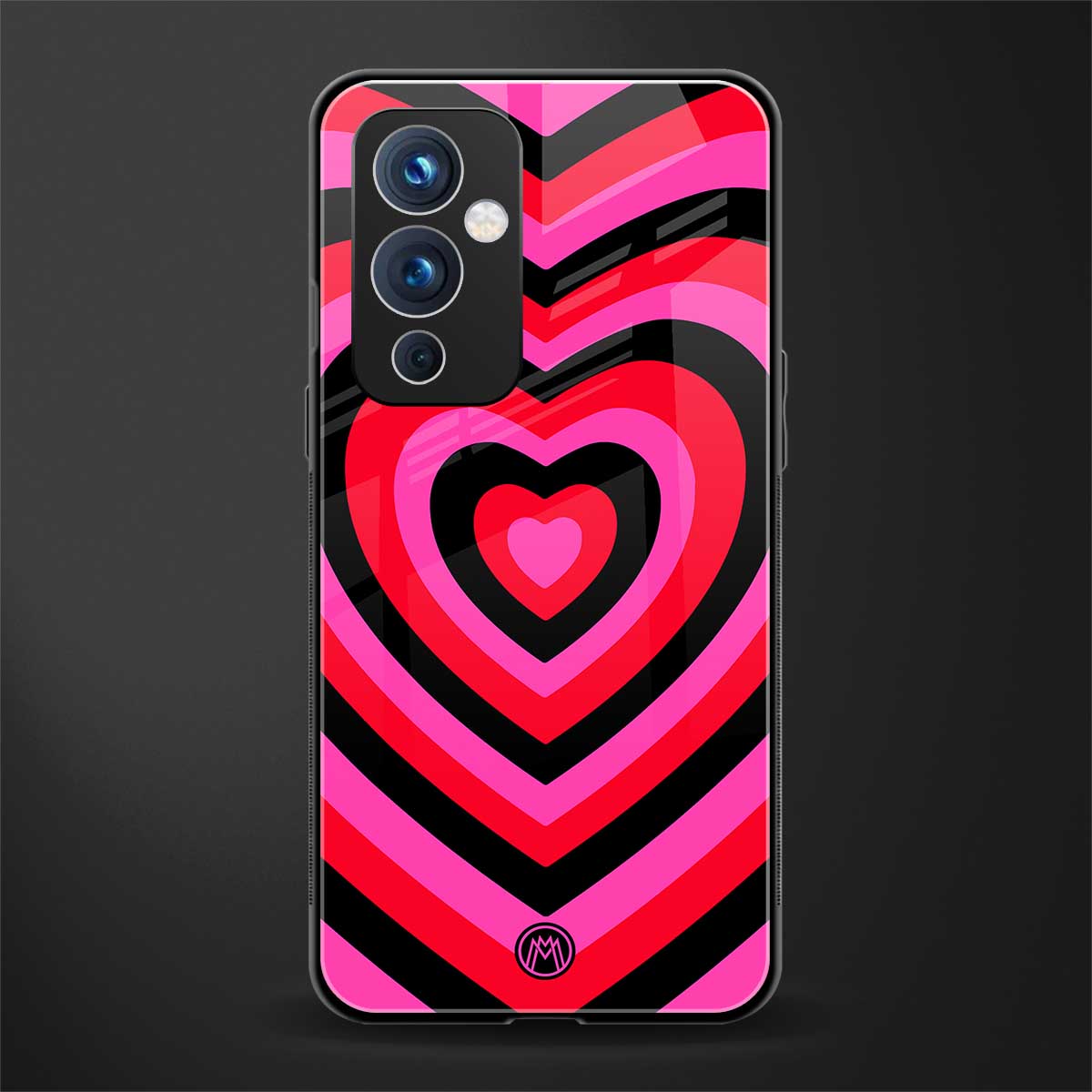 y2k black pink hearts aesthetic back phone cover | glass case for oneplus 9