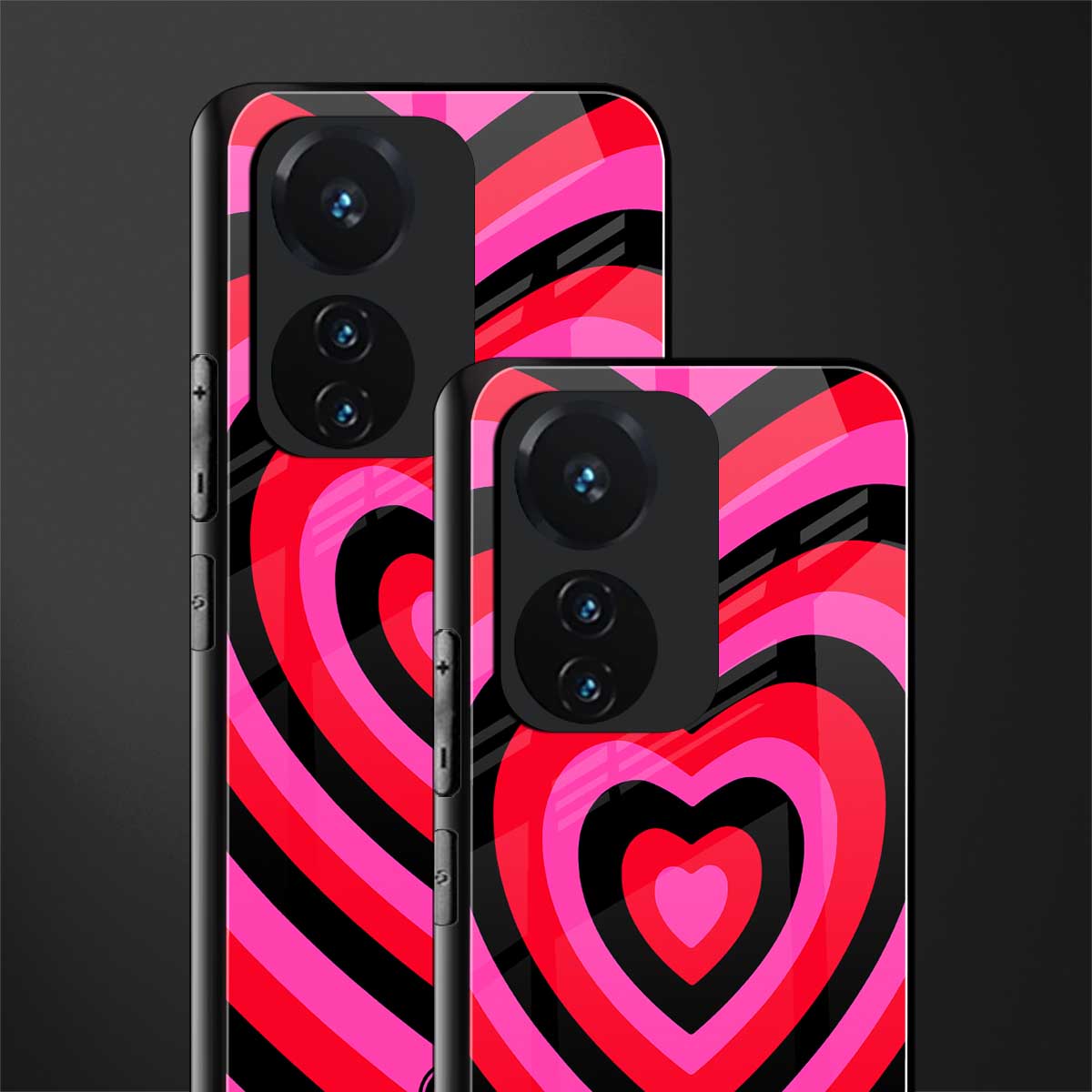 y2k black pink hearts aesthetic back phone cover | glass case for vivo t1 44w 4g