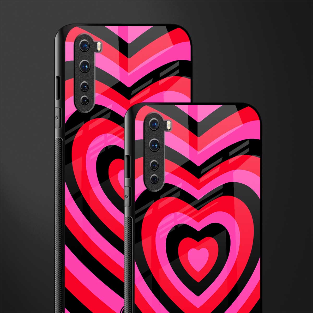 y2k black pink hearts aesthetic glass case for oneplus nord ac2001 image-2