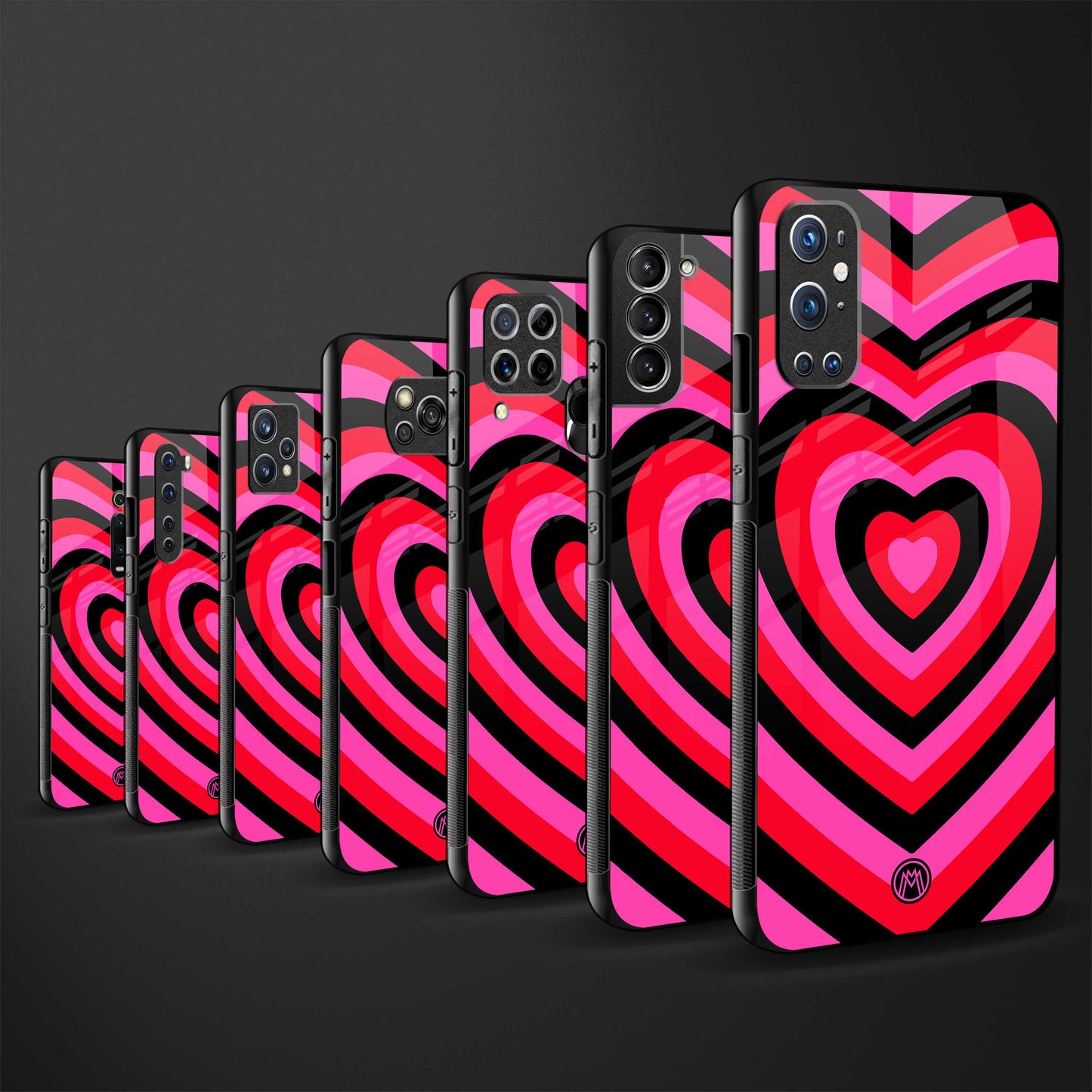 y2k black pink hearts aesthetic glass case for oppo reno 3 pro image-3