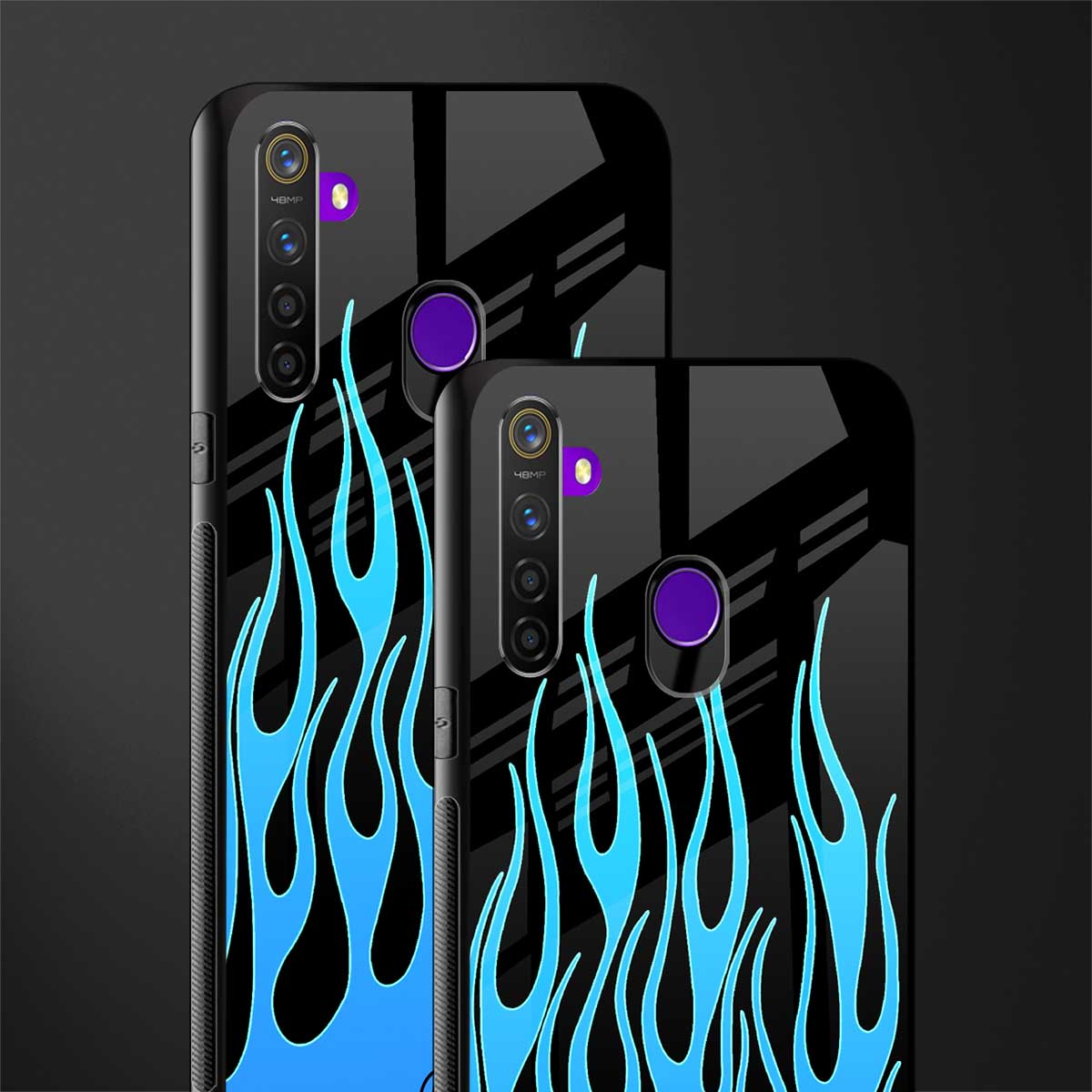 y2k blue flames glass case for realme 5i image-2
