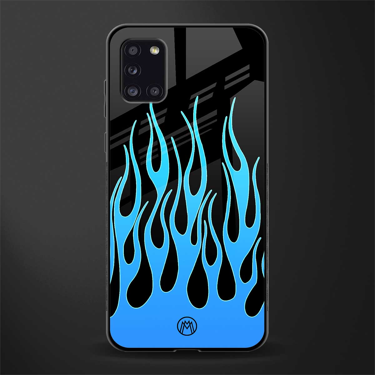 y2k blue flames glass case for samsung galaxy a31 image