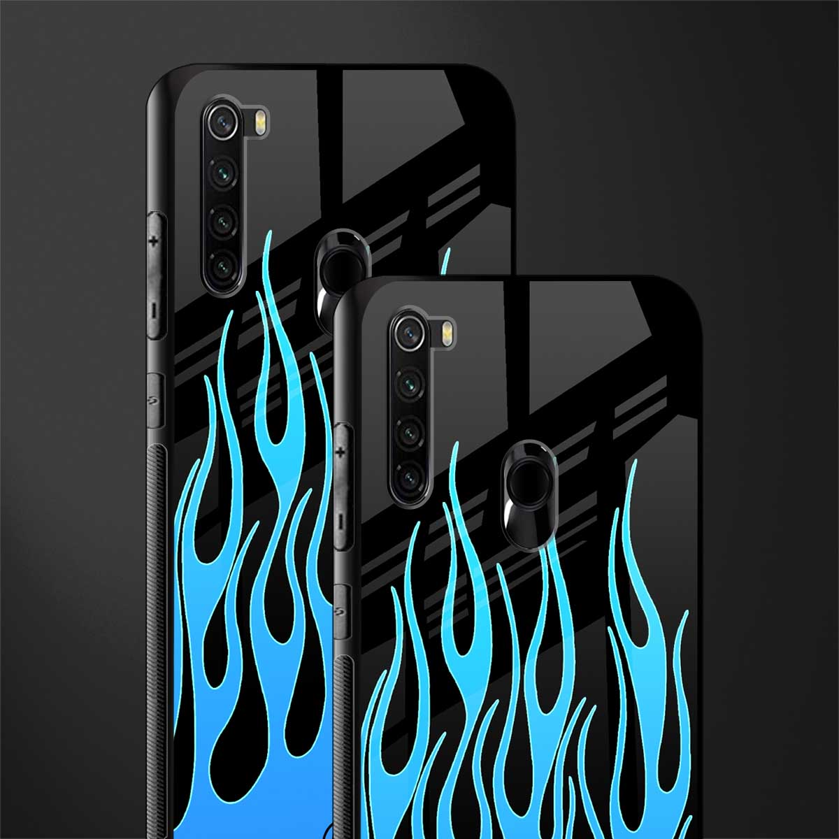 y2k blue flames glass case for redmi note 8 image-2
