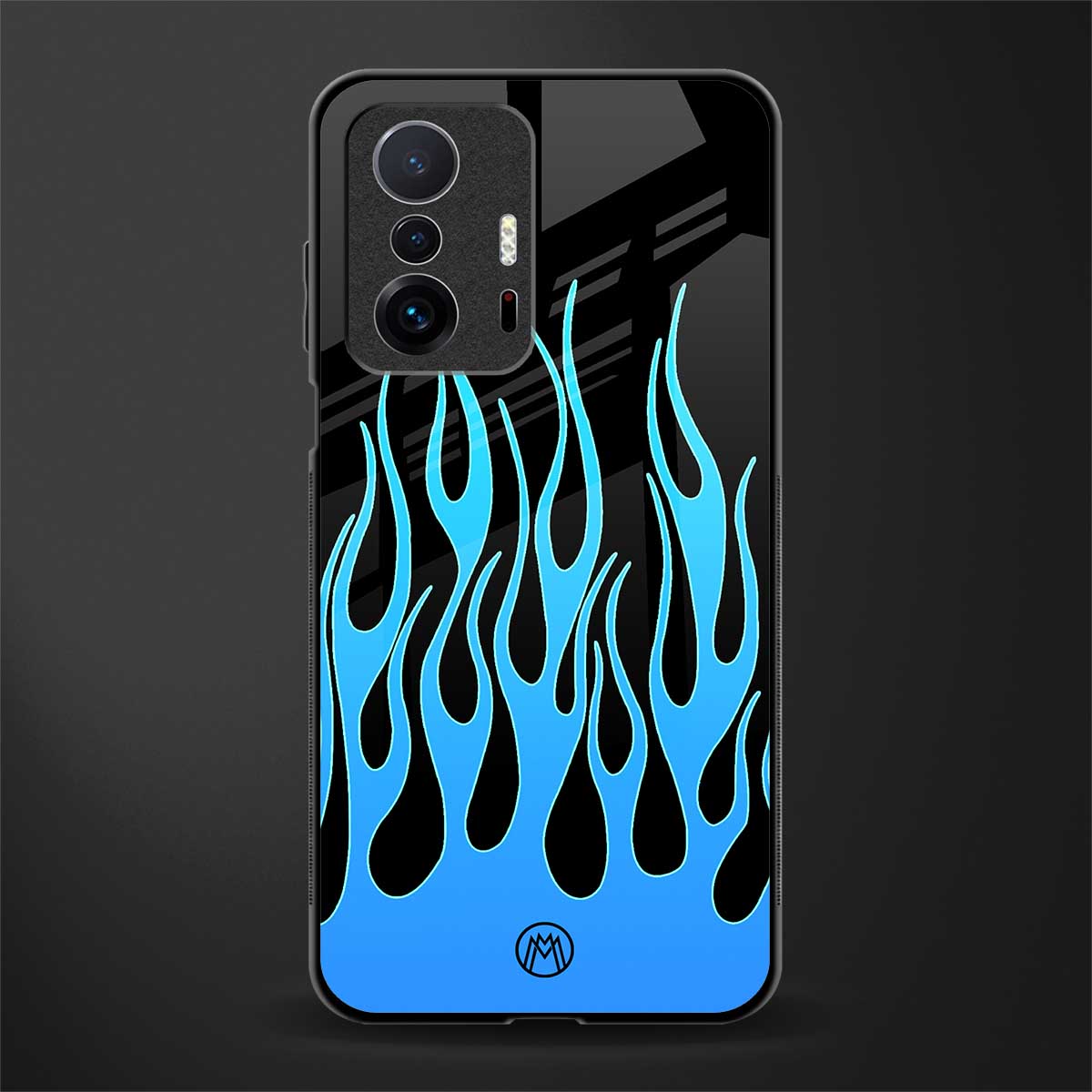 y2k blue flames glass case for mi 11t pro 5g image