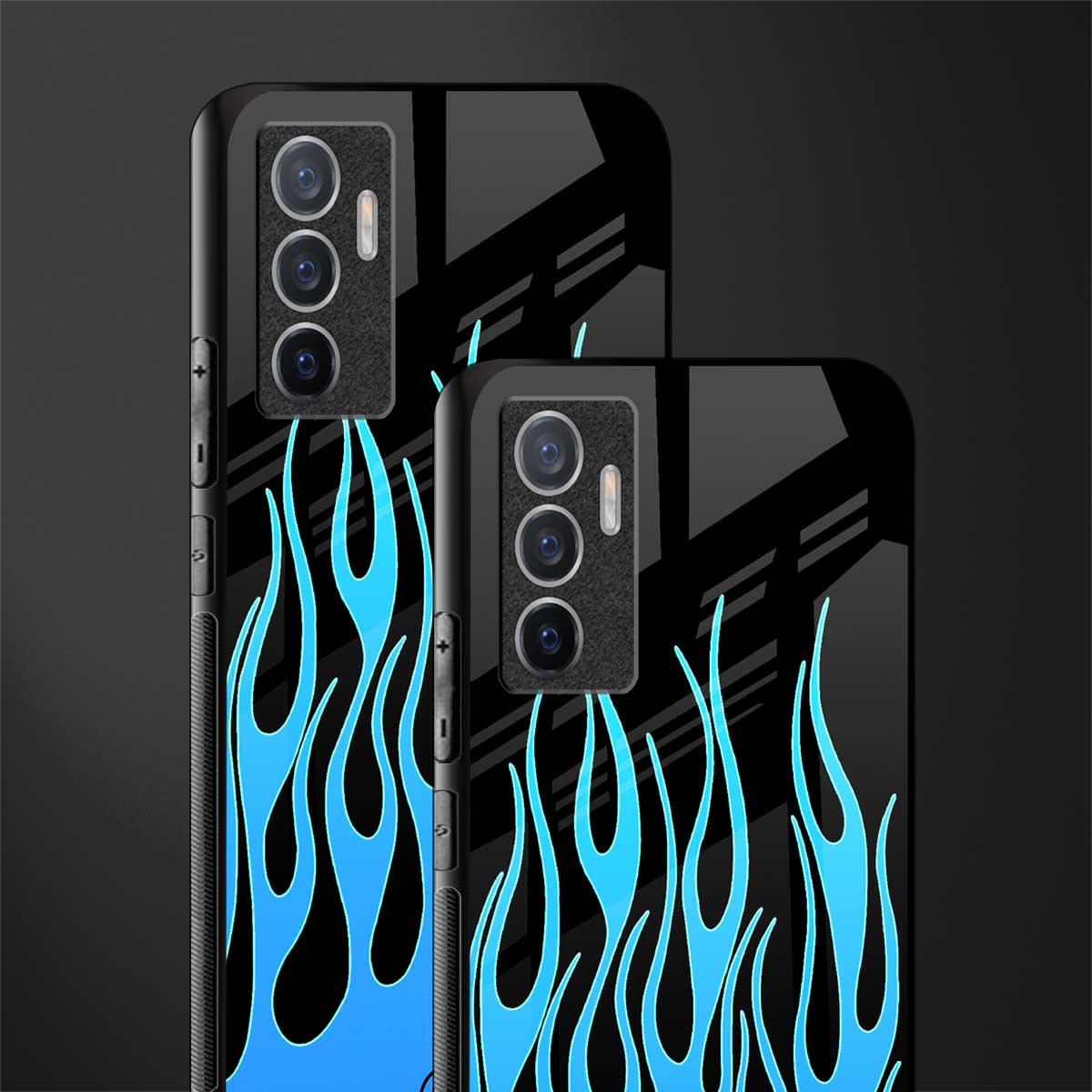y2k blue flames glass case for vivo v23e image-2