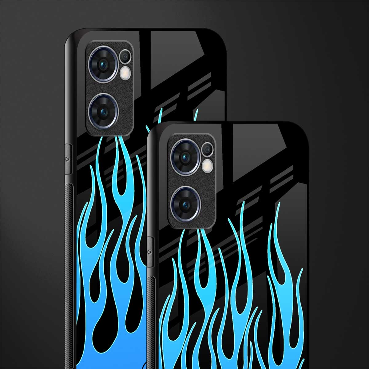 y2k blue flames glass case for oppo reno7 5g image-2