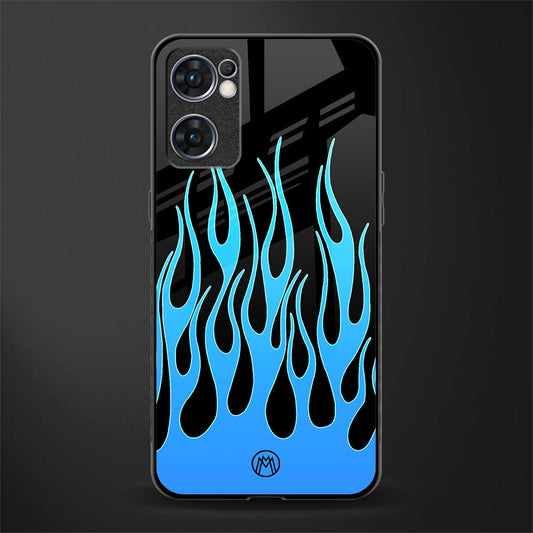 y2k blue flames glass case for oppo reno7 5g image