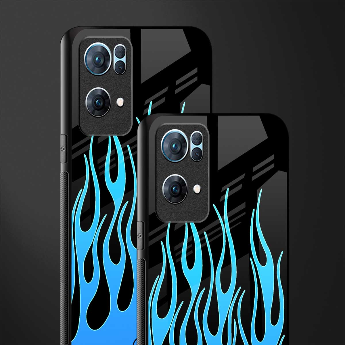 y2k blue flames glass case for oppo reno7 pro 5g image-2