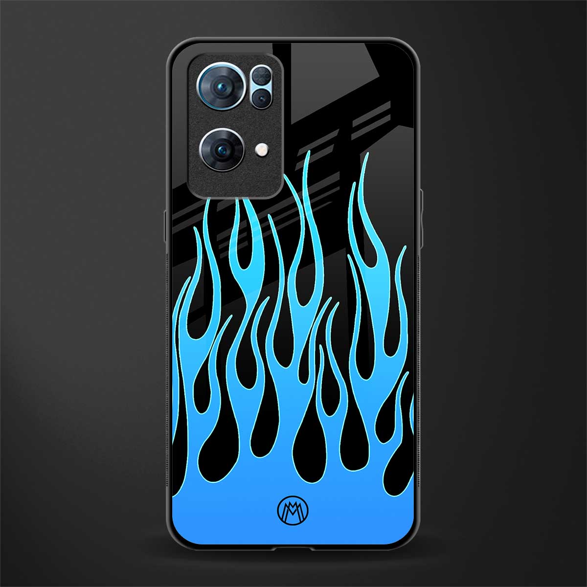 y2k blue flames glass case for oppo reno7 pro 5g image