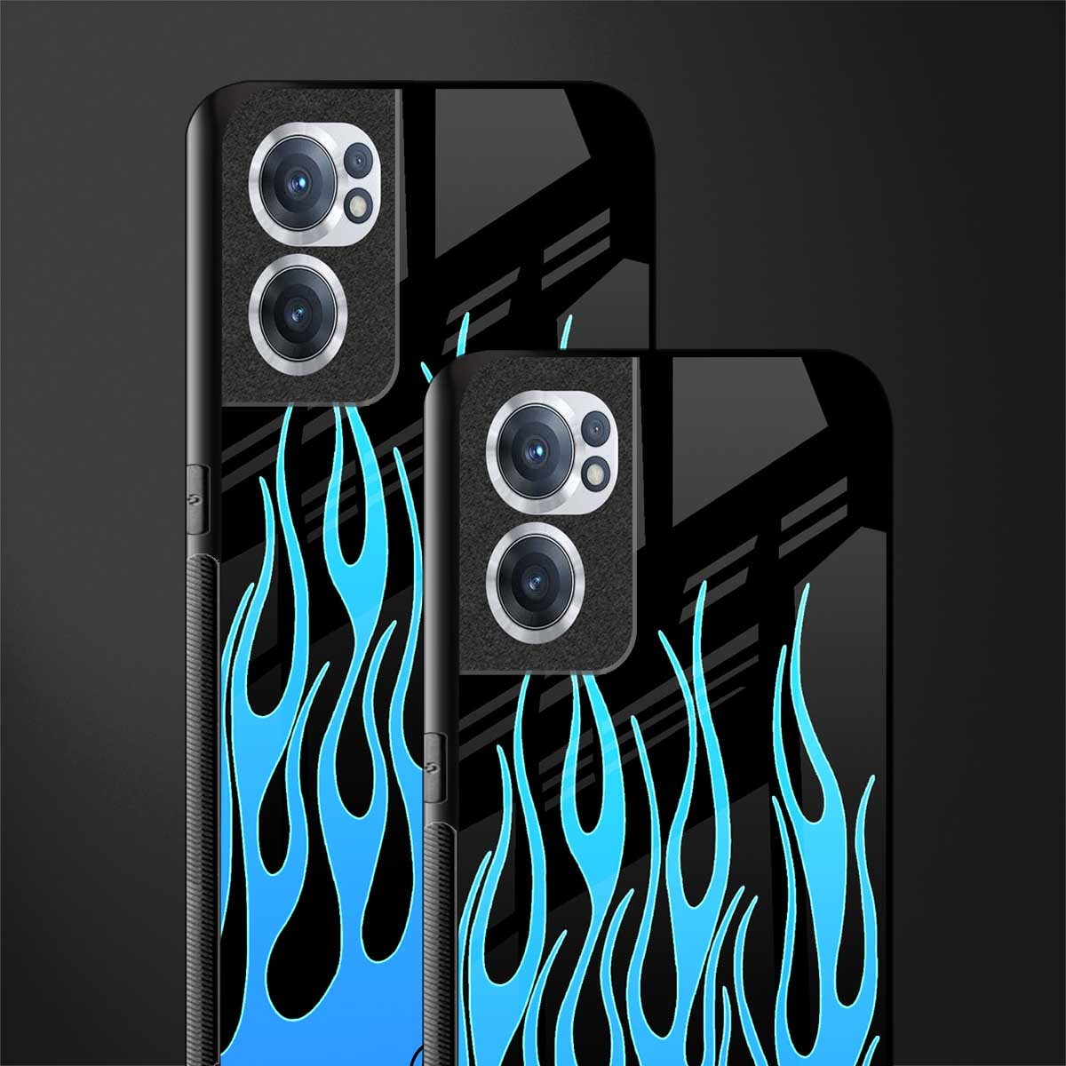 y2k blue flames glass case for oneplus nord ce 2 5g image-2