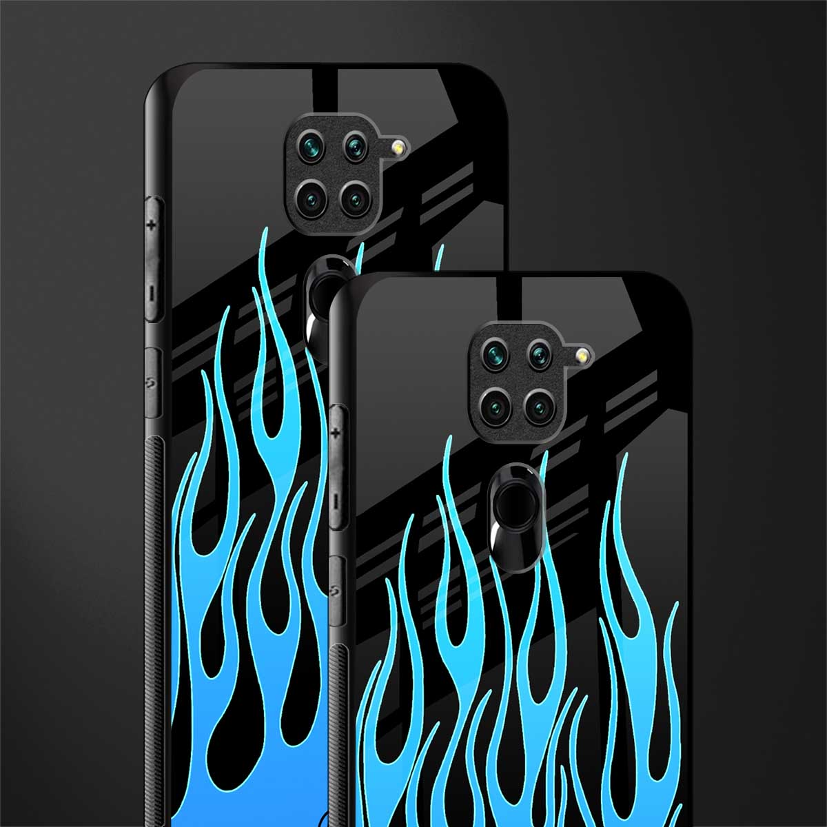 y2k blue flames glass case for redmi note 9 image-2