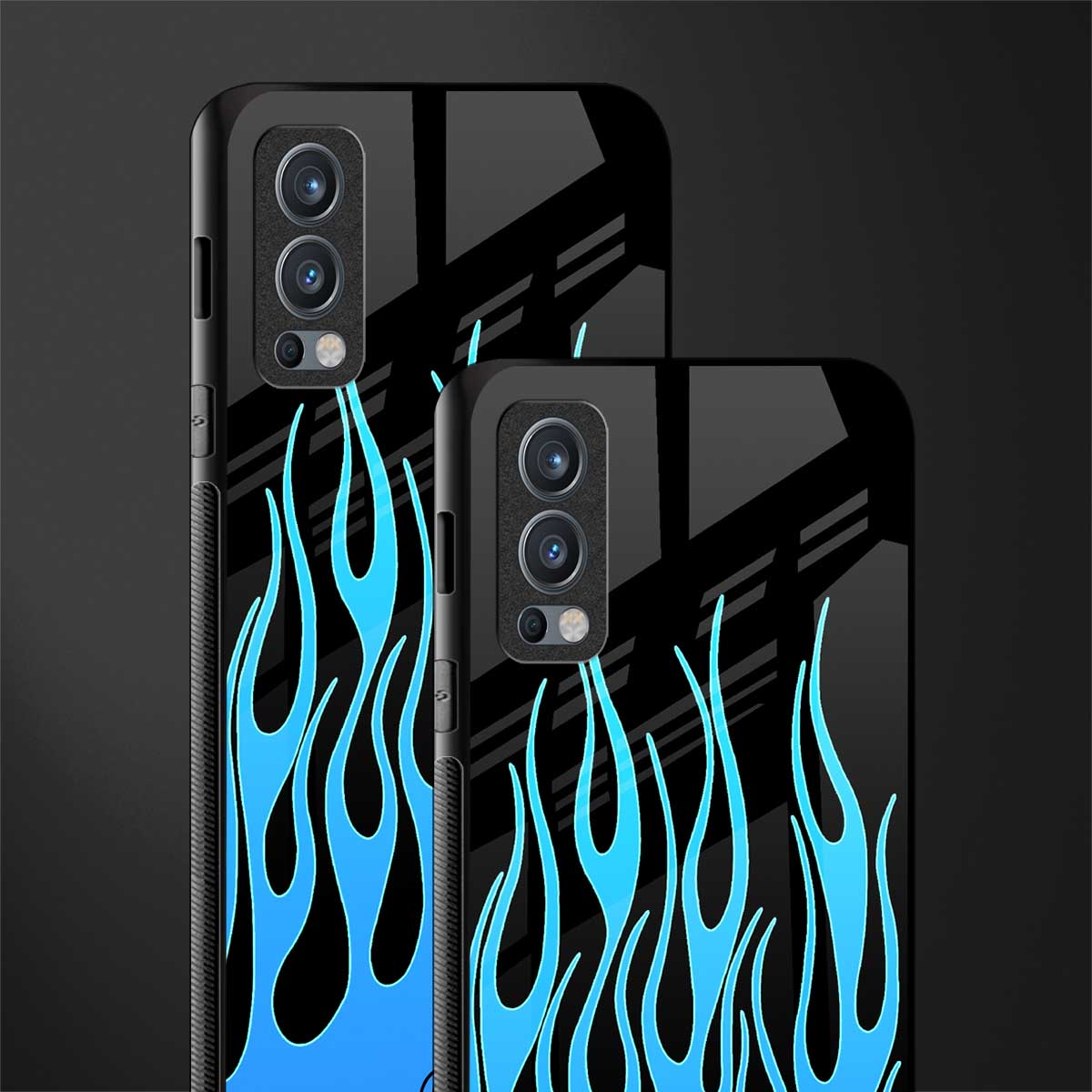 y2k blue flames glass case for oneplus nord 2 5g image-2