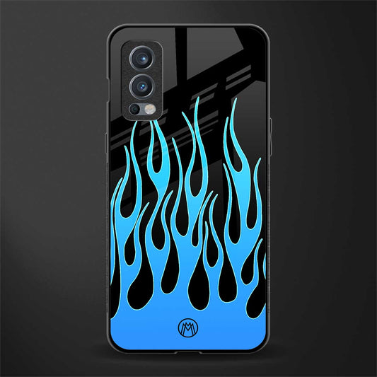 y2k blue flames glass case for oneplus nord 2 5g image