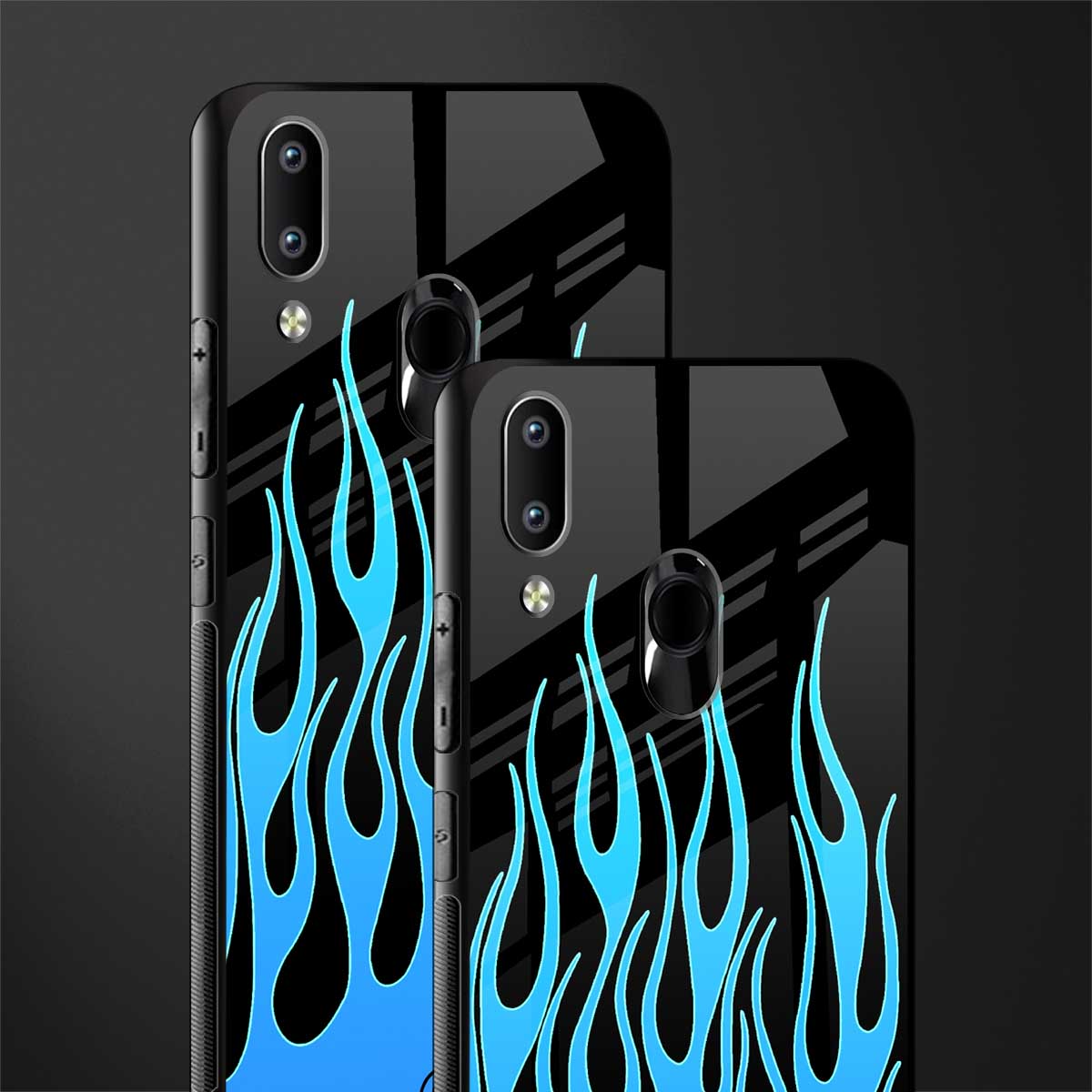 y2k blue flames glass case for vivo y91 image-2