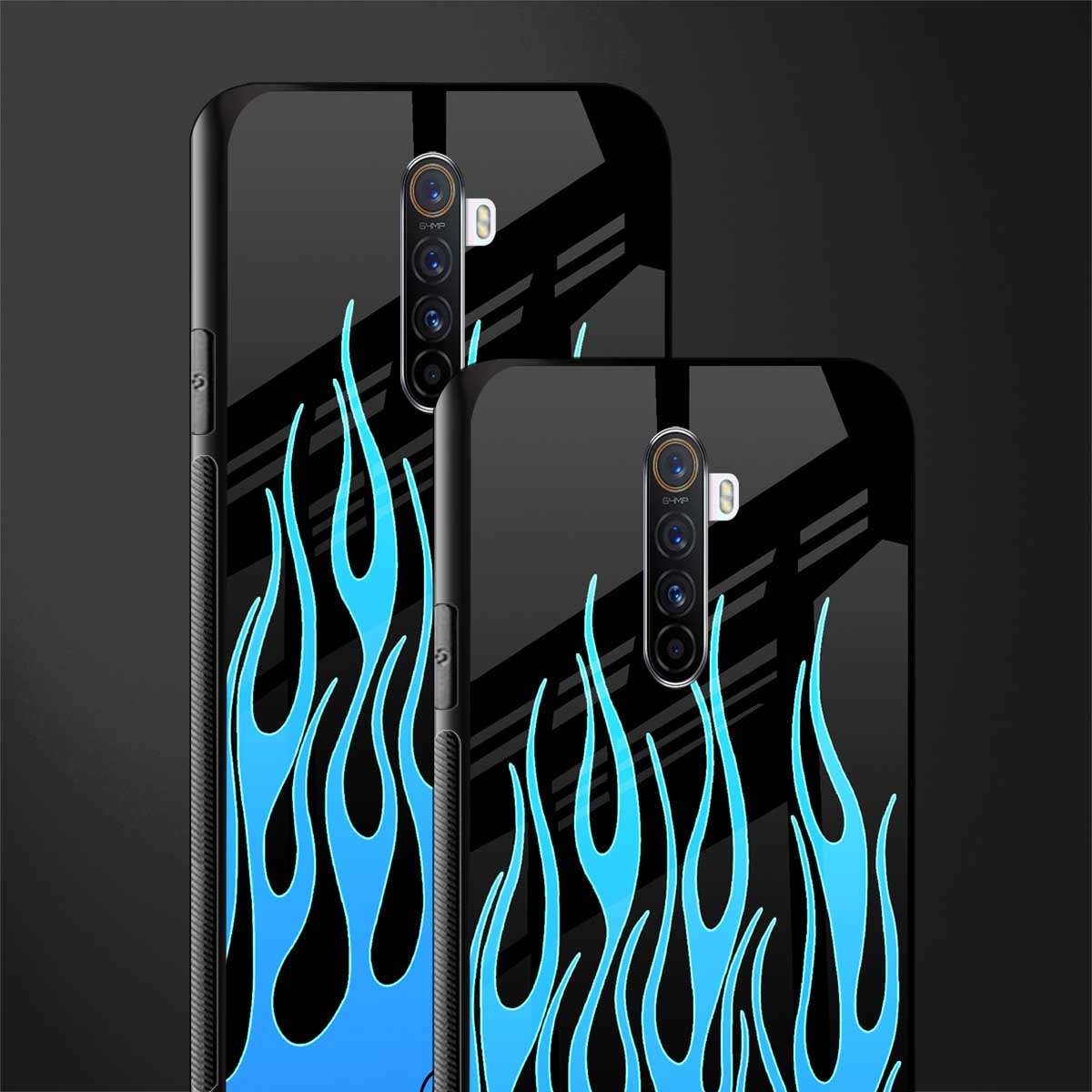 y2k blue flames glass case for realme x2 pro image-2