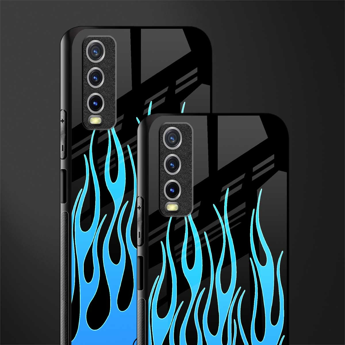 y2k blue flames glass case for vivo y12s image-2