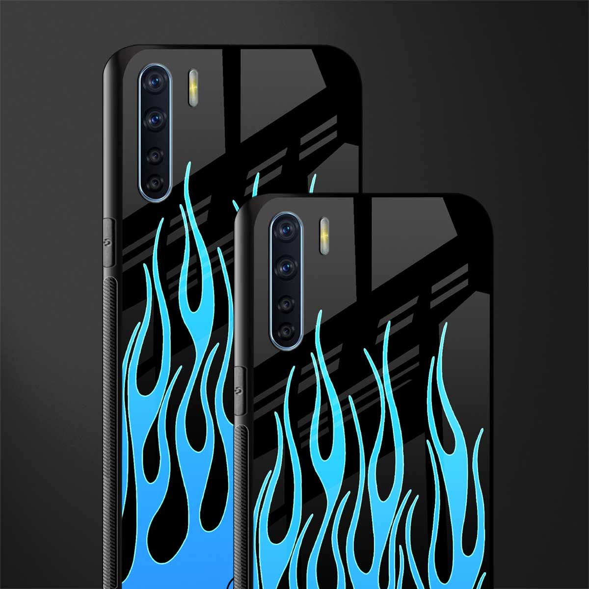 y2k blue flames glass case for oppo f15 image-2