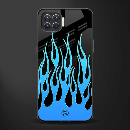 y2k blue flames glass case for oppo f17 pro image