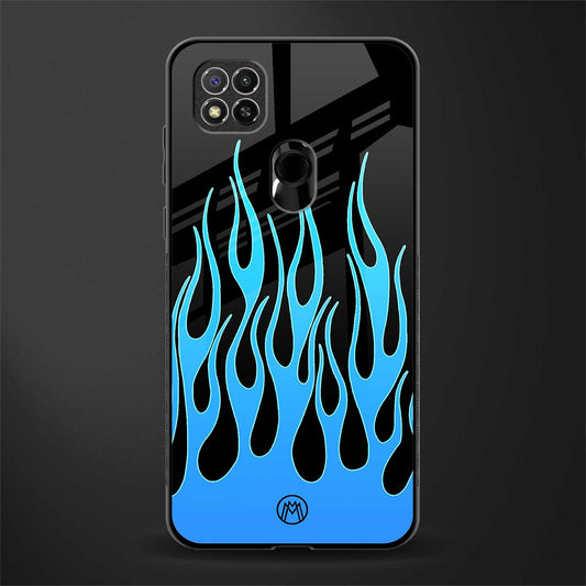 y2k blue flames glass case for redmi 9 image